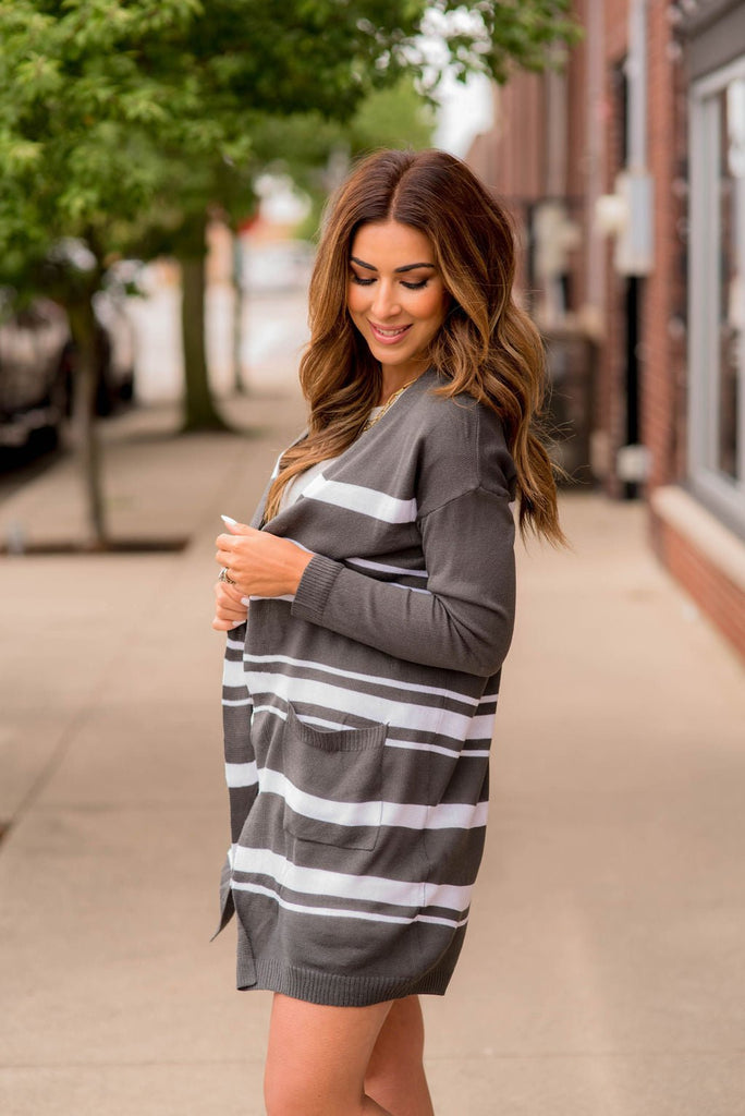 Striped Tunic Cardigan - Betsey's Boutique Shop