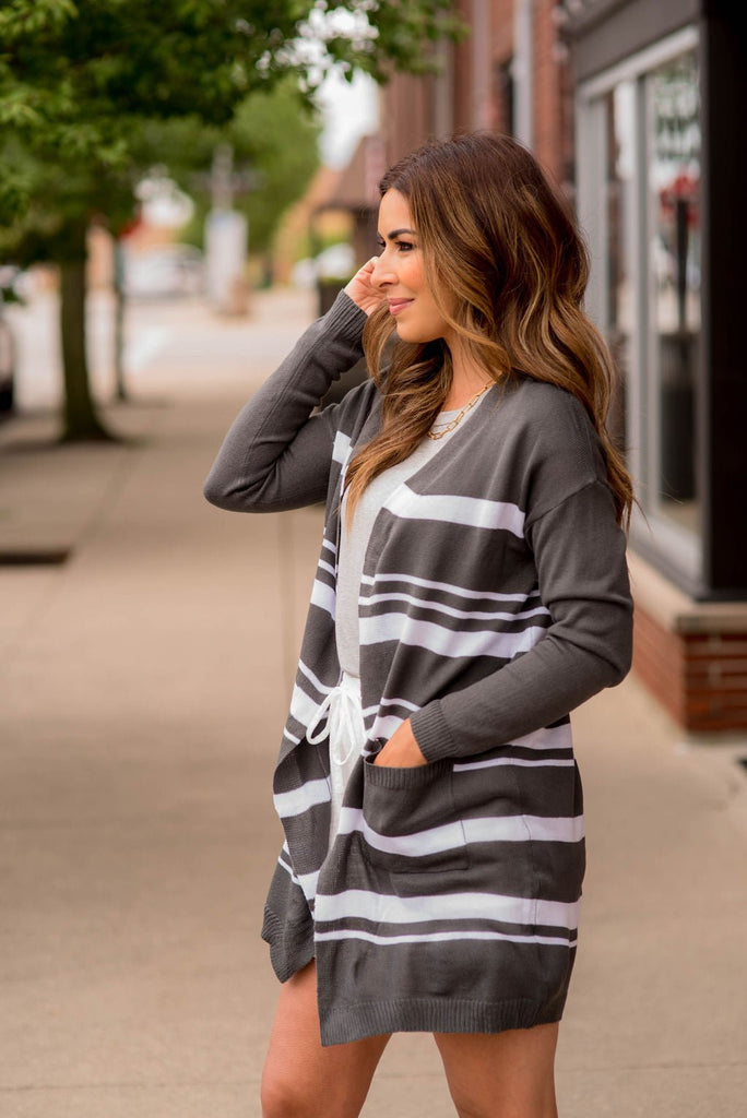 Striped Tunic Cardigan - Betsey's Boutique Shop