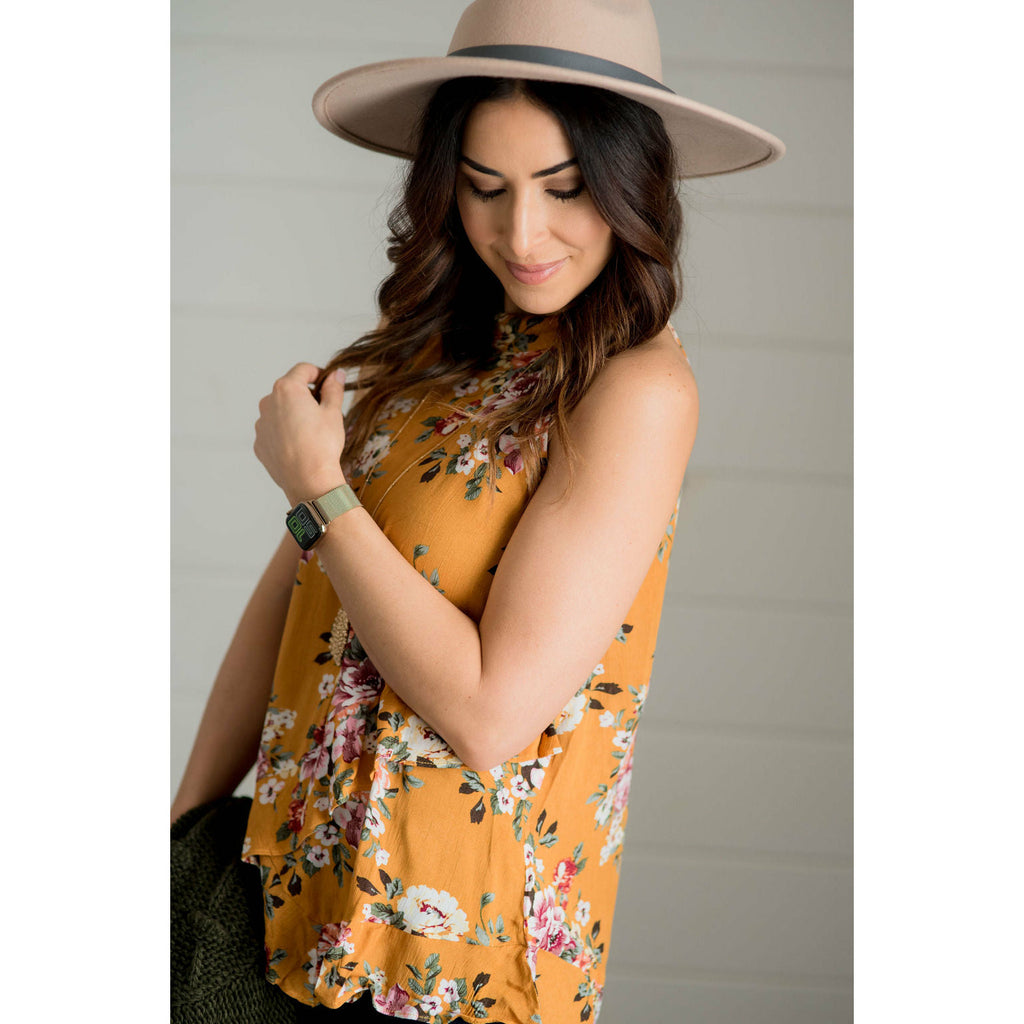 Layered Floral Halter Tank - Betsey's Boutique Shop