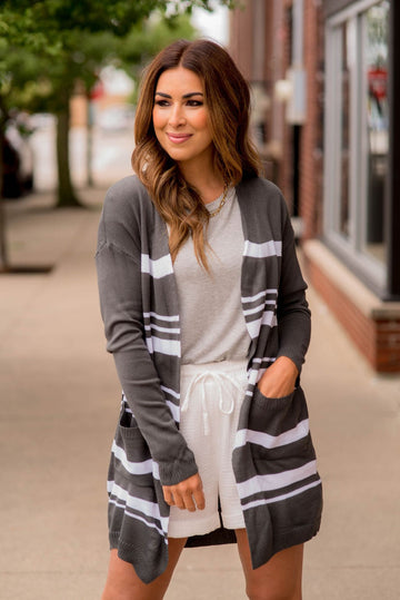 Striped Tunic Cardigan - Betsey's Boutique Shop