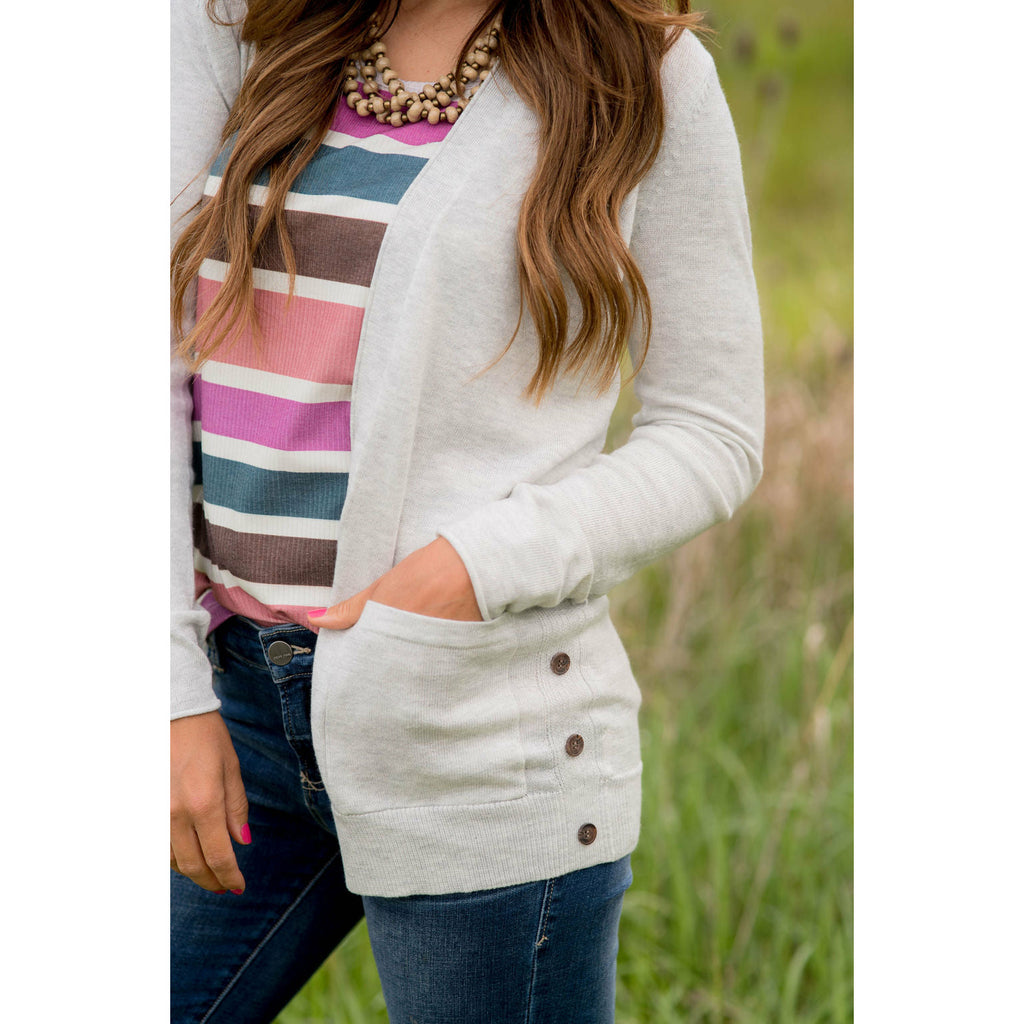 Side Button Pocket Cardigan - Betsey's Boutique Shop