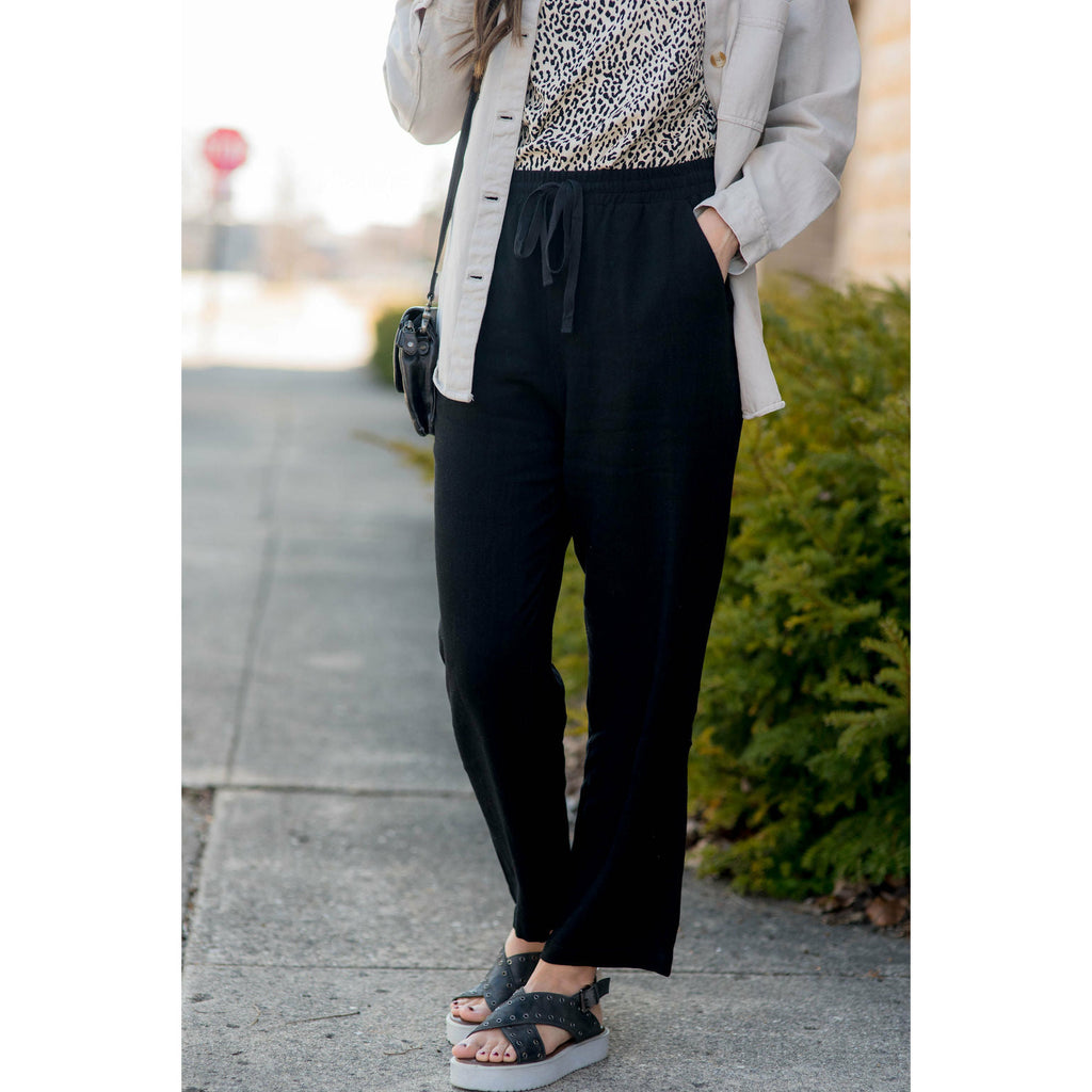 Relaxed Fit Tie Pants - Betsey's Boutique Shop