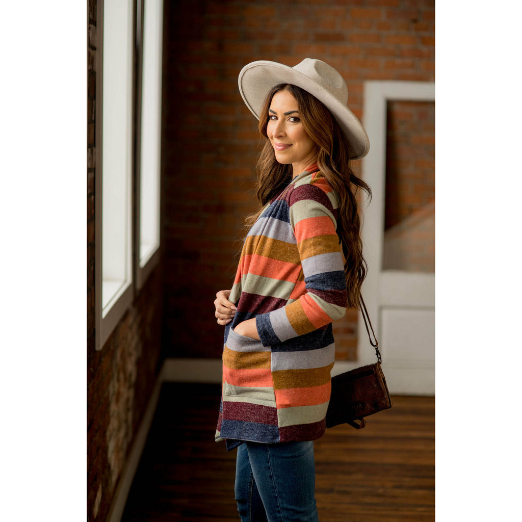 Lightweight Color Blocked Cardigan - Betsey's Boutique Shop