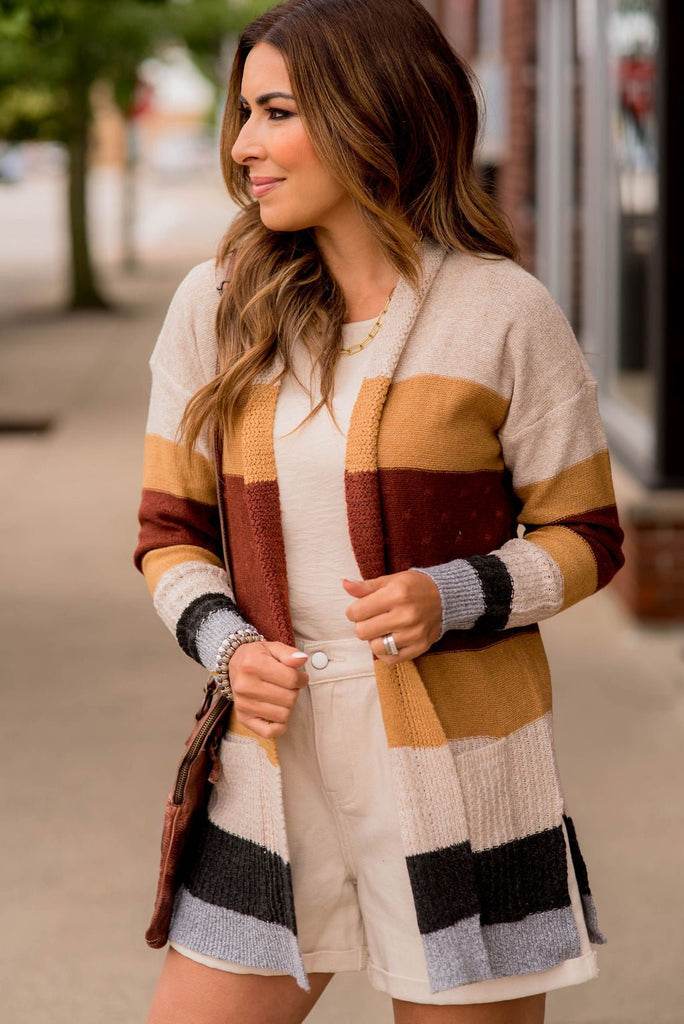 Bold Textured Stripes Cardigan - Betsey's Boutique Shop -