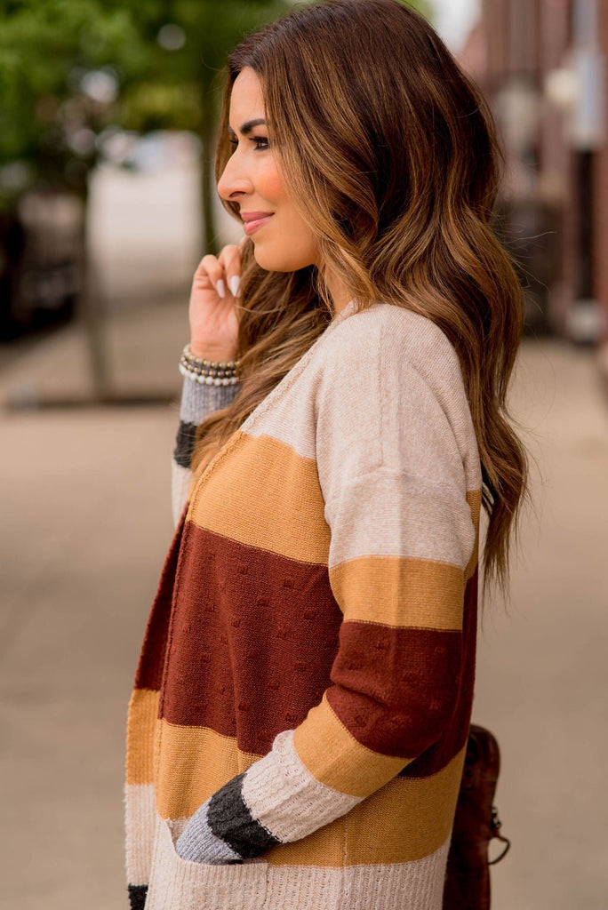 Bold Textured Stripes Cardigan - Betsey's Boutique Shop -