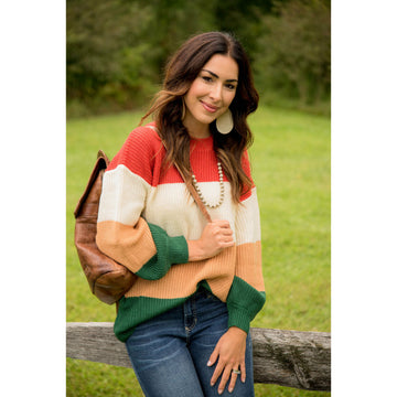 Color Blocked Sweater - Betsey's Boutique Shop - Outerwear