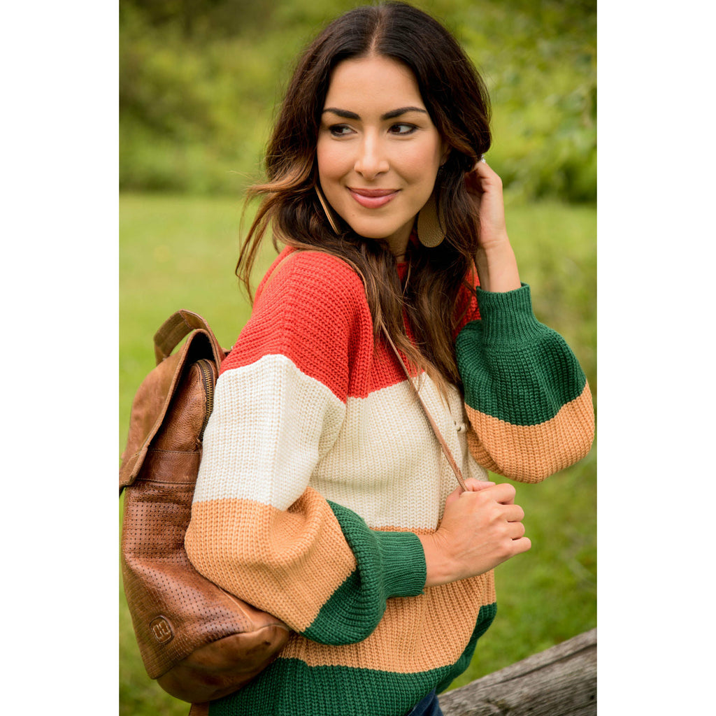 Color Blocked Sweater - Betsey's Boutique Shop - Outerwear