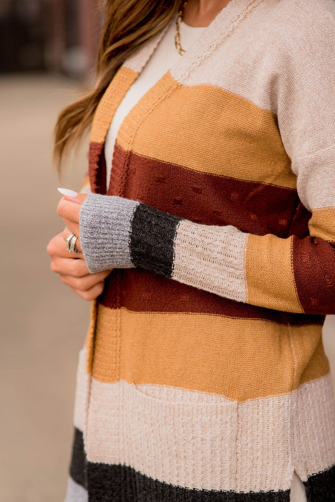 Bold Textured Stripes Cardigan - Betsey's Boutique Shop -