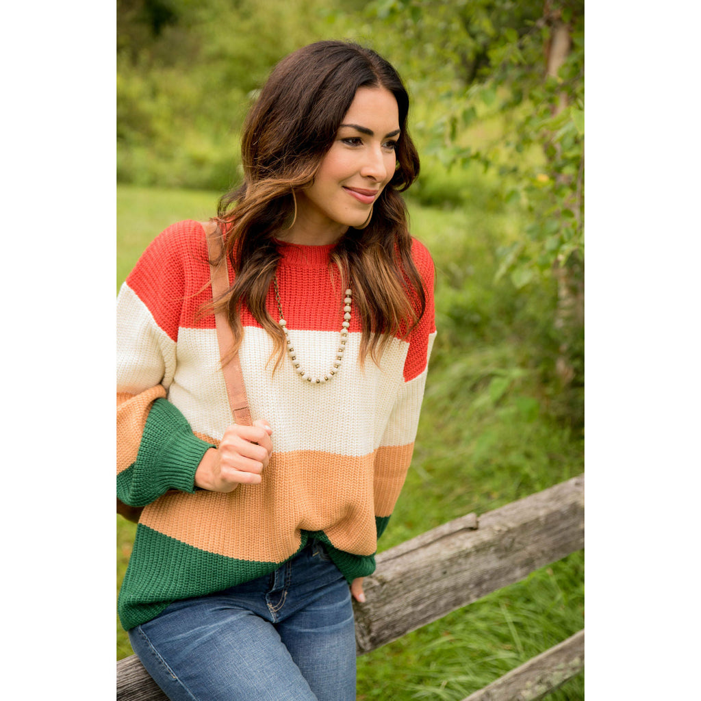 Color Blocked Sweater - Betsey's Boutique Shop - Outerwear