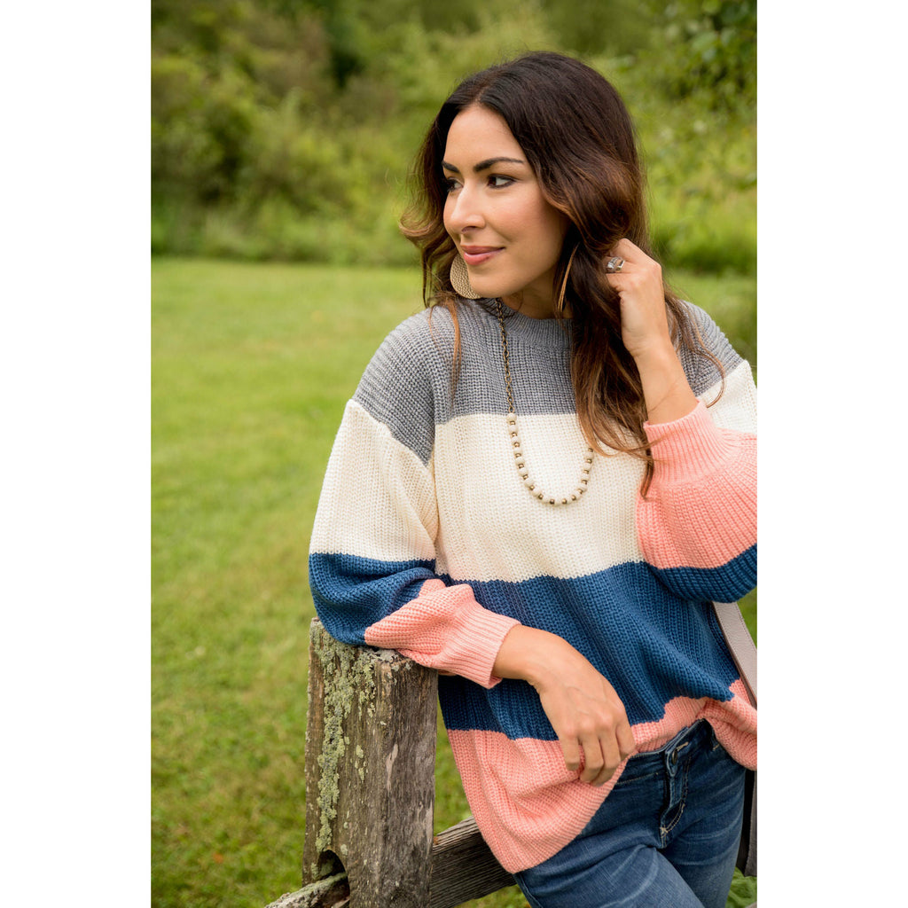 Color Blocked Sweater - Betsey's Boutique Shop - Outerwear