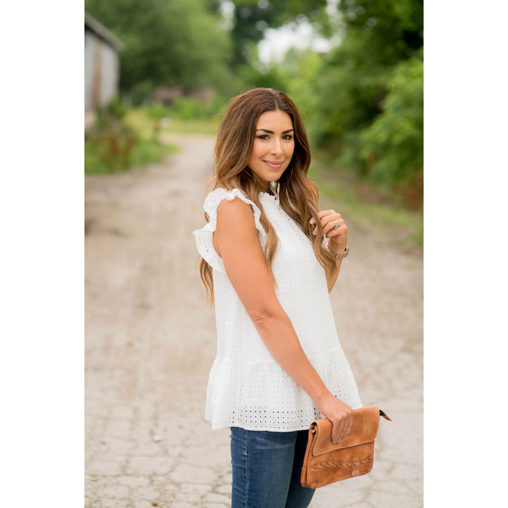 Lace Squared Ruffle Trim Tank - Betsey's Boutique Shop