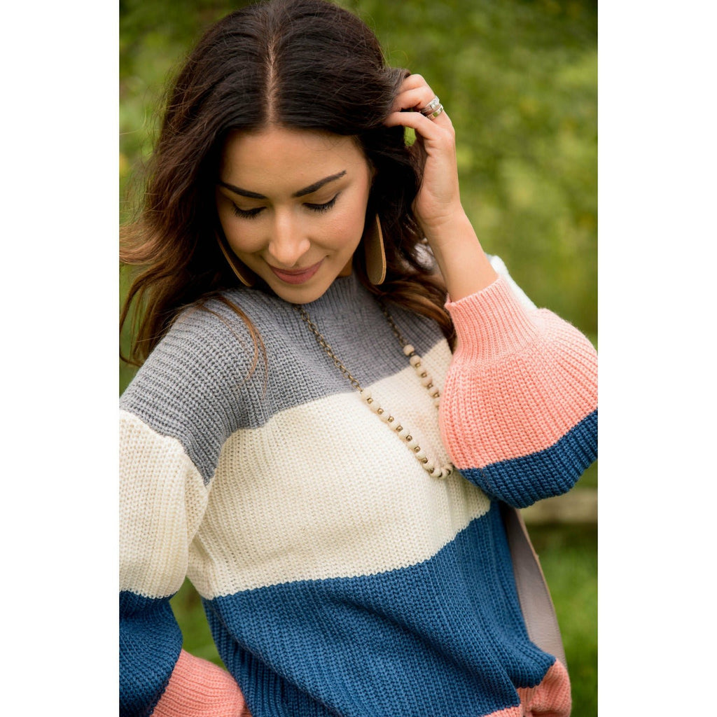 Color Blocked Sweater - Betsey's Boutique Shop - Outerwear