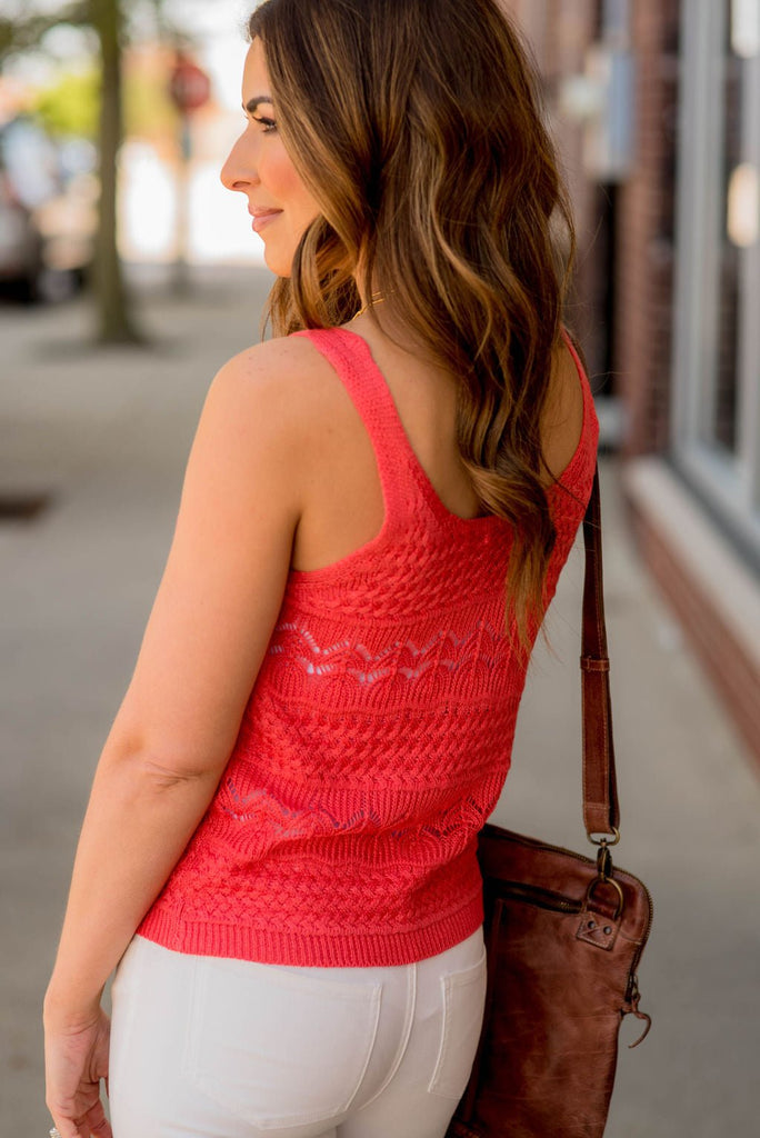 Mixed Knit Button Accent Tank - Betsey's Boutique Shop -