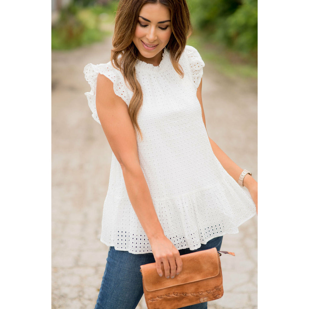 Lace Squared Ruffle Trim Tank - Betsey's Boutique Shop