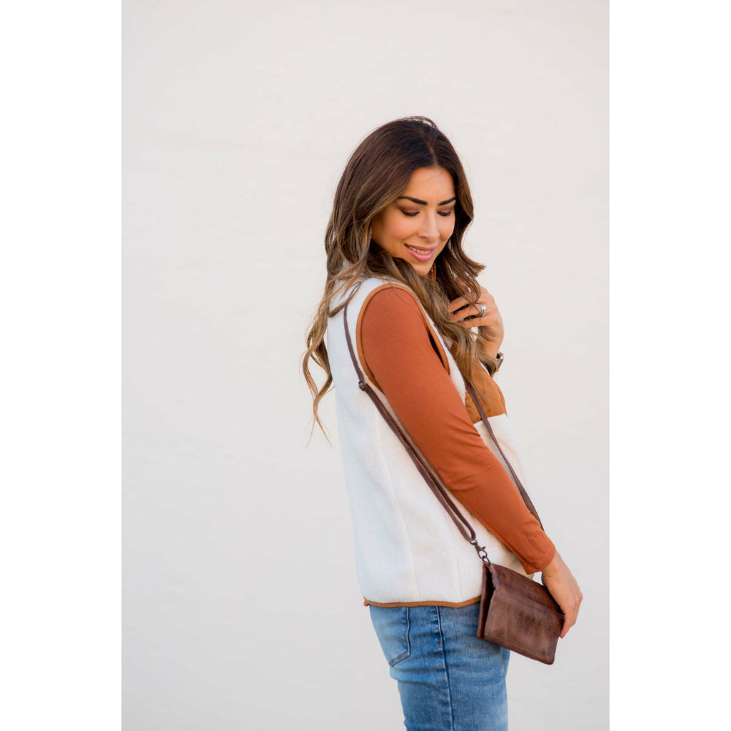 Accented Zipper Pocket Sherpa Vest - Betsey's Boutique Shop