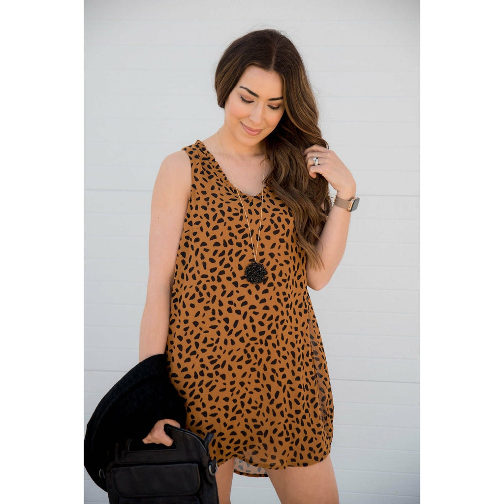 Cheetah Ruffle Tunic Dress - Betsey's Boutique Shop