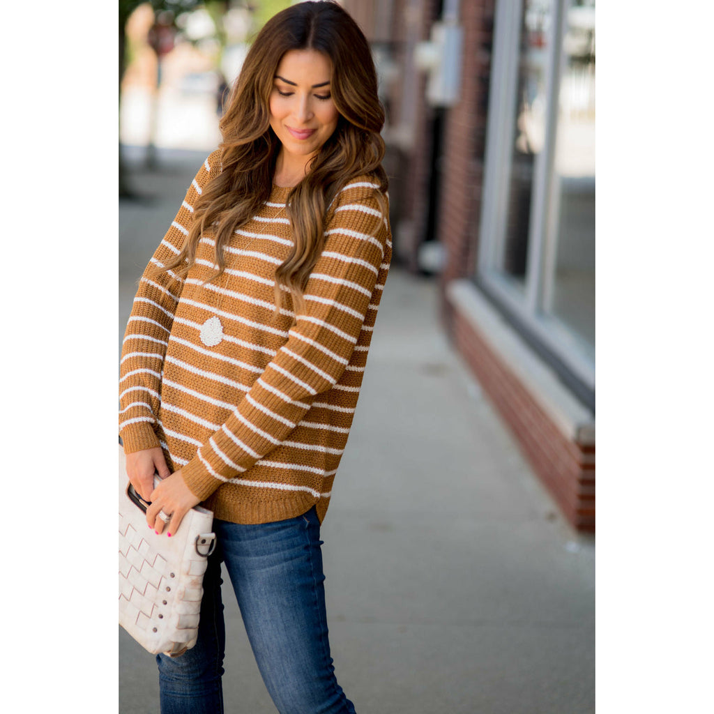 Heavy Knit Striped Sweater - Betsey's Boutique Shop - Outerwear