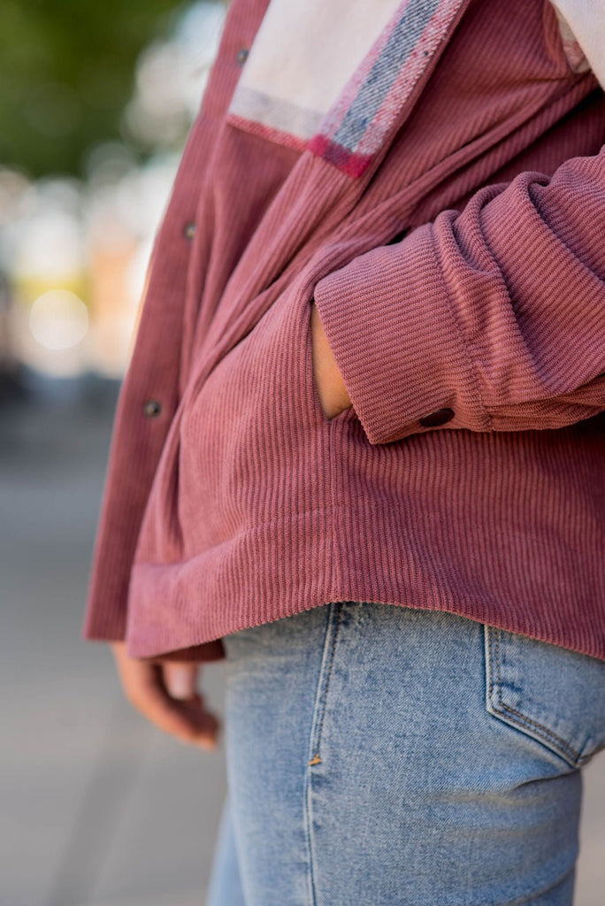 Corded Plaid Top Shacket - Betsey's Boutique Shop