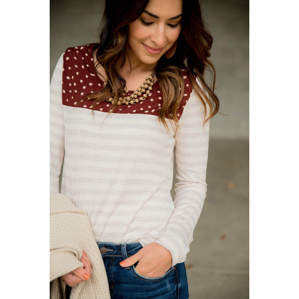 Hint of Cheetah Striped Long Sleeve Tee - Betsey's Boutique Shop