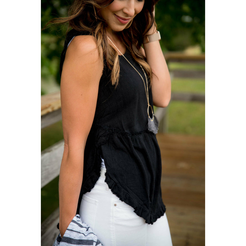 Fringe Detail Tank - Betsey's Boutique Shop - Shirts & Tops