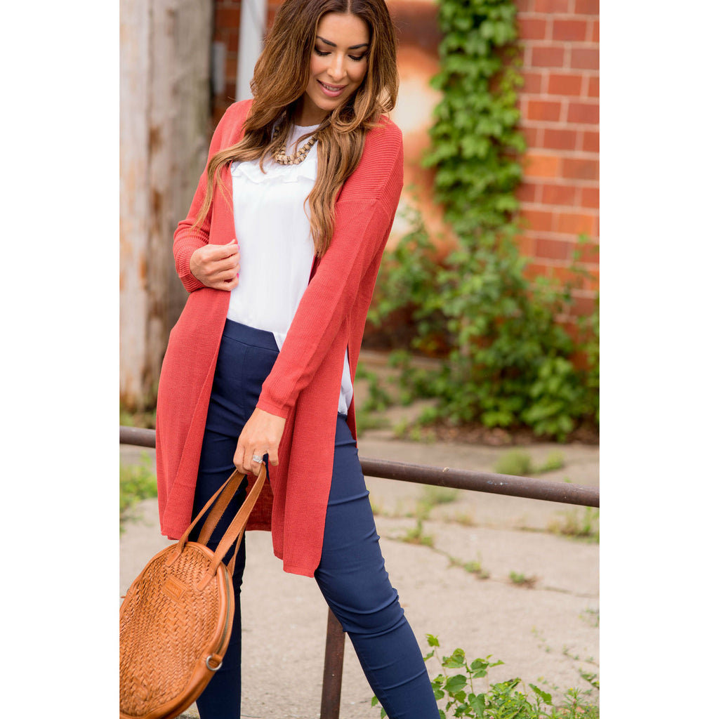 Basic High Split Cardigan - Betsey's Boutique Shop