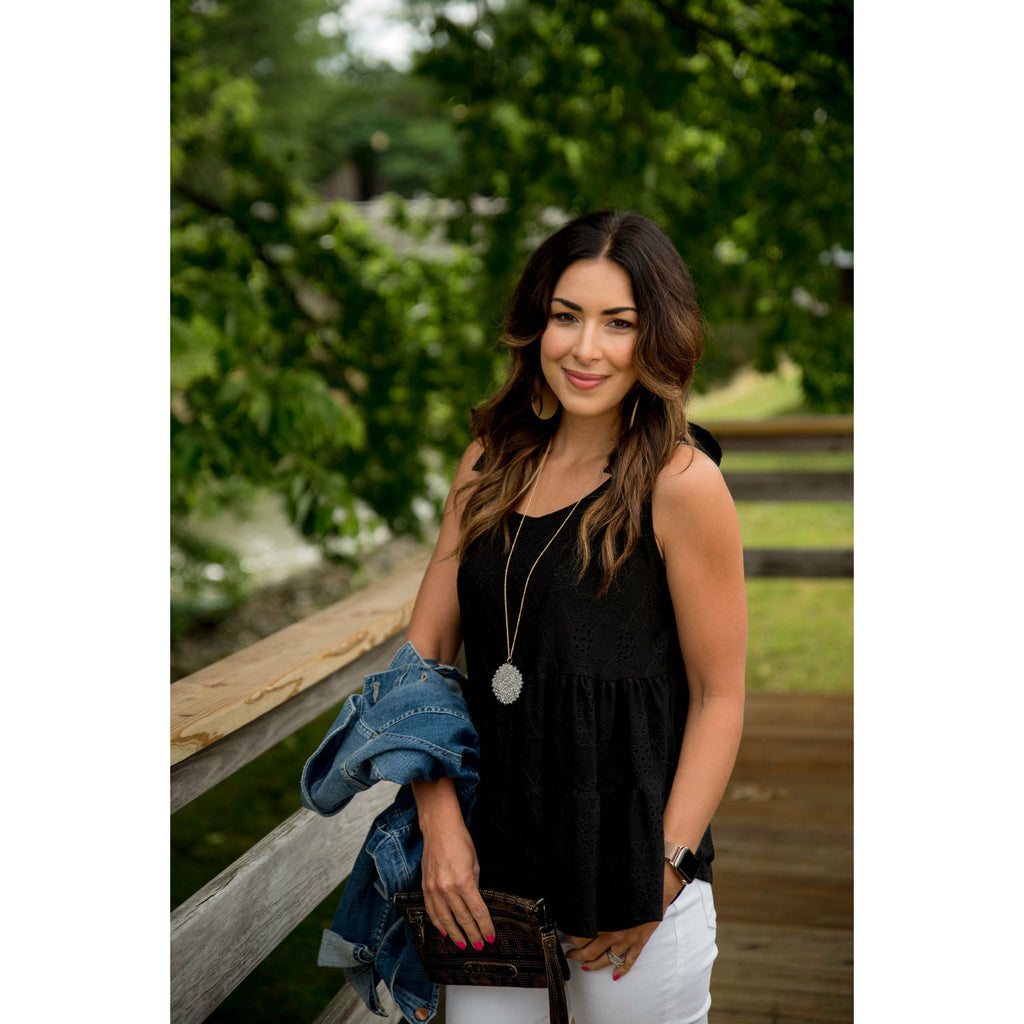 Eyelet Peplum Tie Tank - Betsey's Boutique Shop