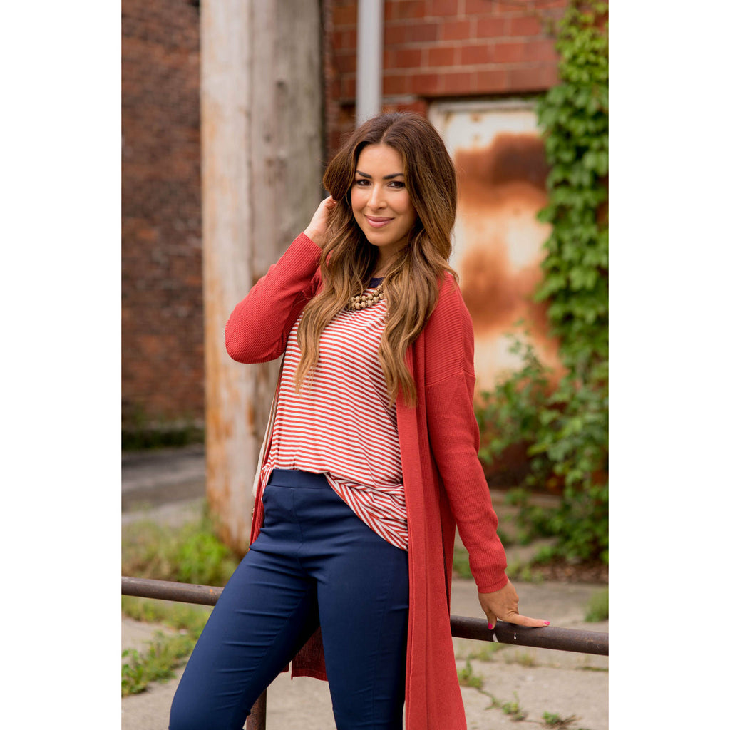 Basic High Split Cardigan - Betsey's Boutique Shop