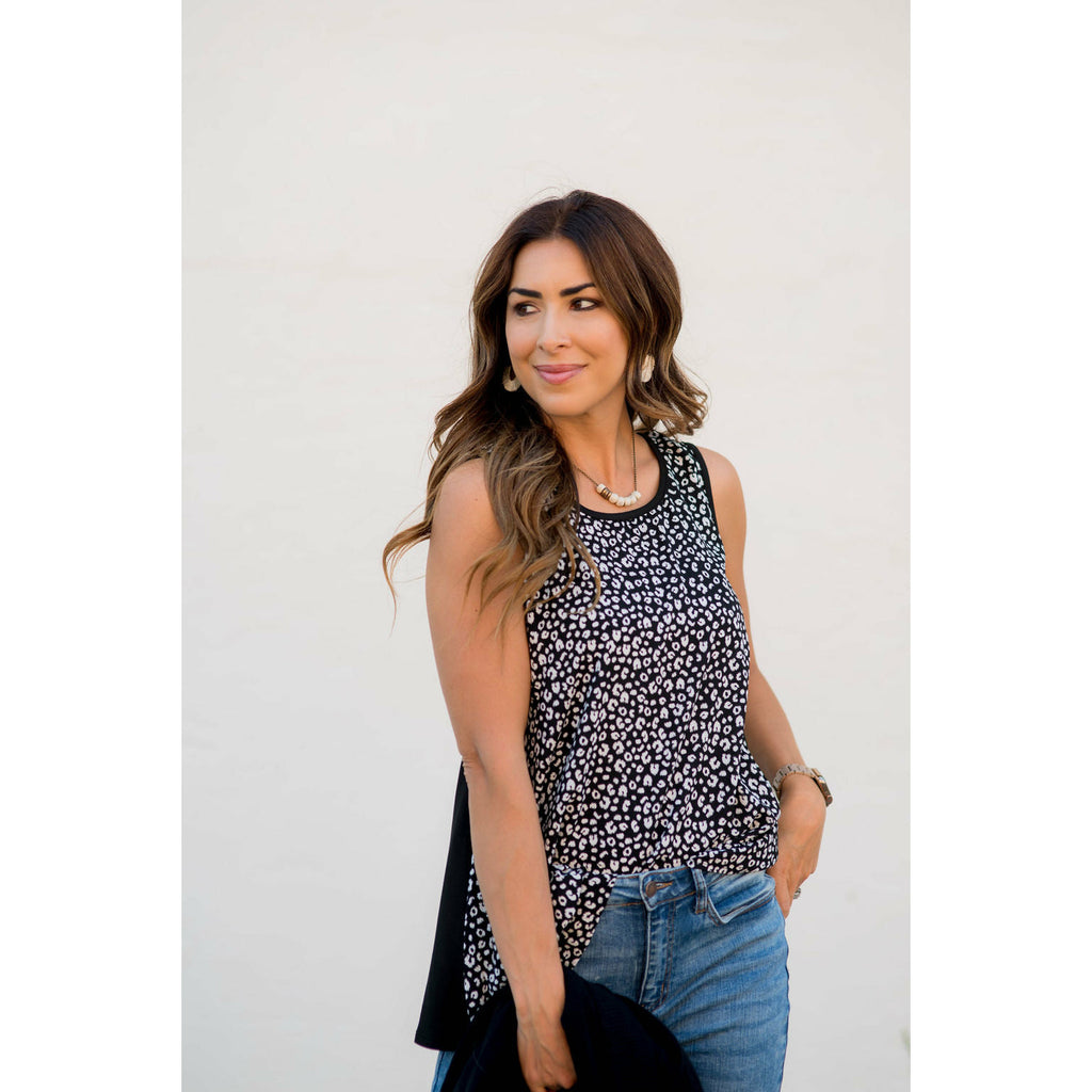 Leopard Printed Solid Back Tank - Betsey's Boutique Shop