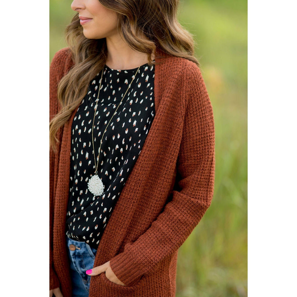 Heavy Waffle Knit Cardigan - Betsey's Boutique Shop - Coats & Jackets