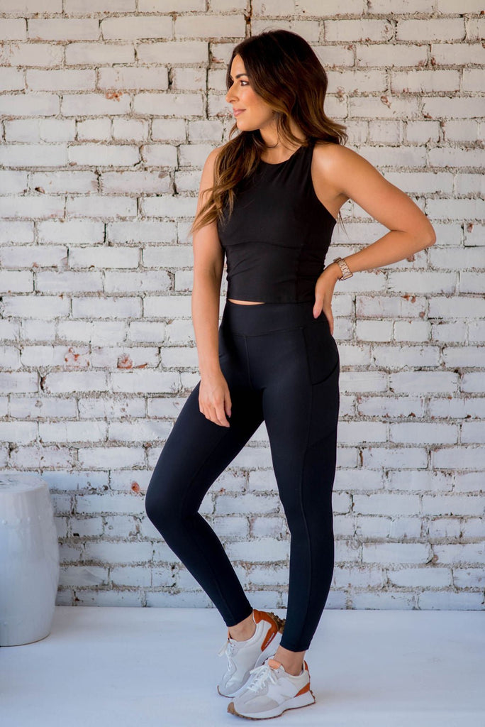 Thick Stitched Side Pocket Leggings - Betsey's Boutique Shop -