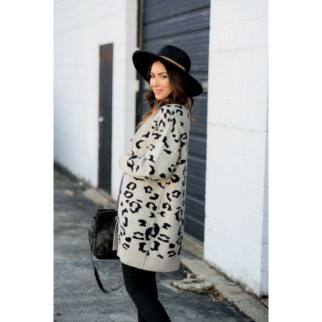 Button Leopard Tunic Cardigan - Betsey's Boutique Shop