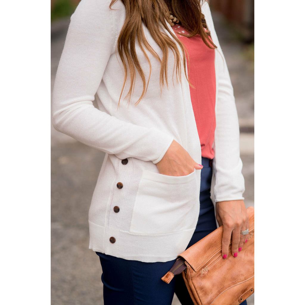 Side Button Pocket Cardigan - Betsey's Boutique Shop