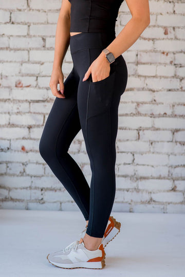 Thick Stitched Side Pocket Leggings - Betsey's Boutique Shop -