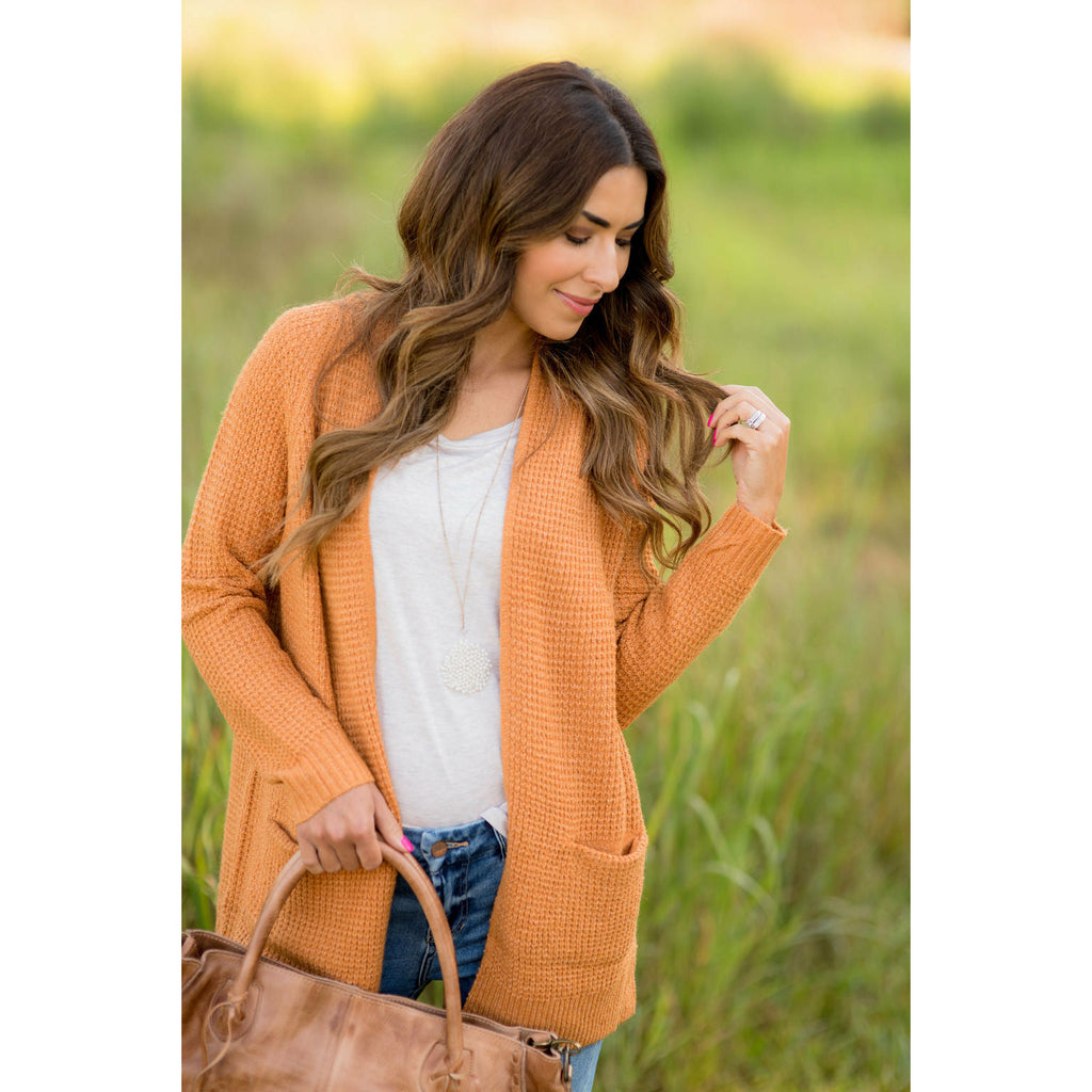 Heavy Waffle Knit Cardigan - Betsey's Boutique Shop - Coats & Jackets