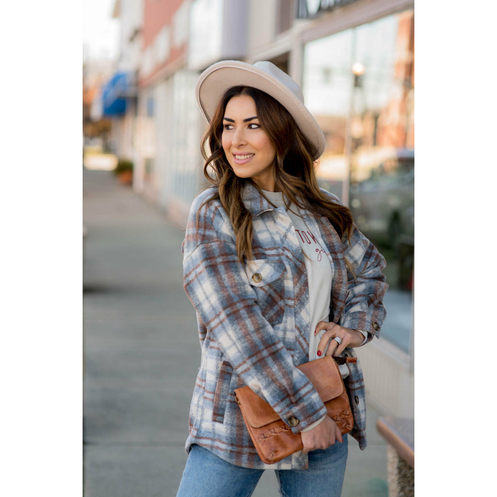 Fashionably Late Plaid Shacket - Betsey's Boutique Shop