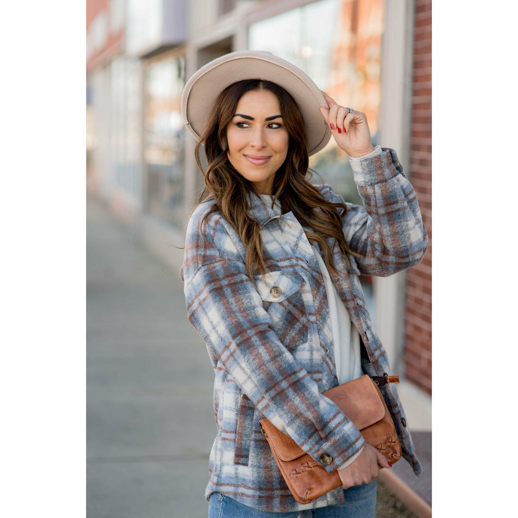 Fashionably Late Plaid Shacket - Betsey's Boutique Shop