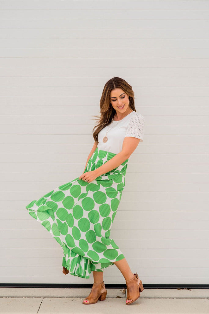 Polka Dot Accordion Maxi Skirt - Betsey's Boutique Shop -