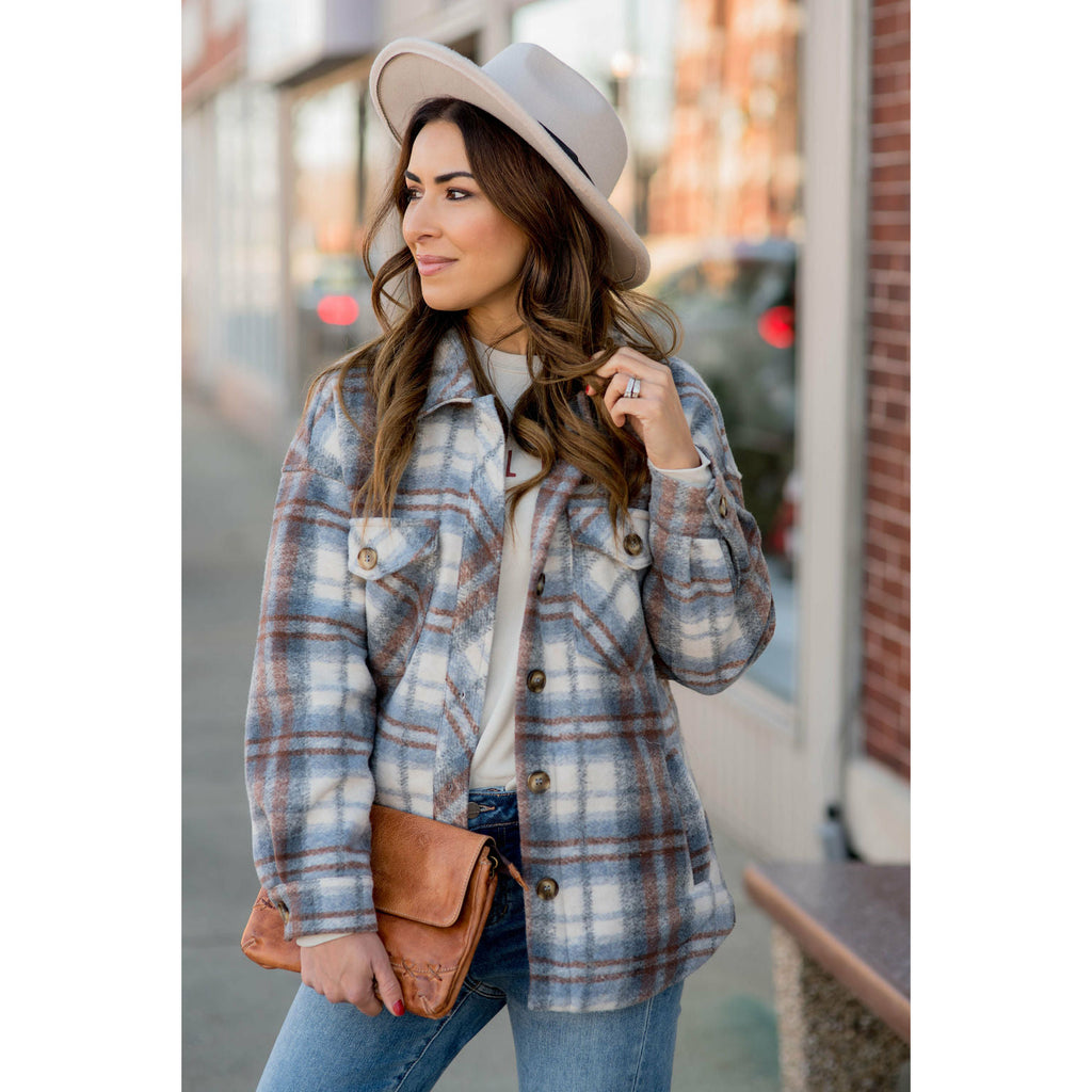 Fashionably Late Plaid Shacket - Betsey's Boutique Shop