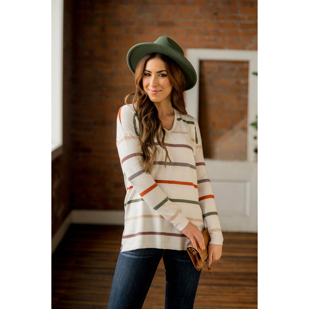 Multi Color Stripes Sweatshirt - Betsey's Boutique Shop