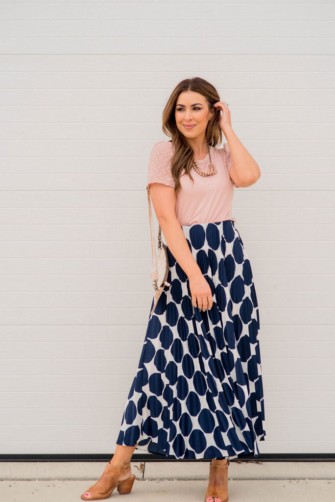 Polka Dot Accordion Maxi Skirt - Betsey's Boutique Shop -