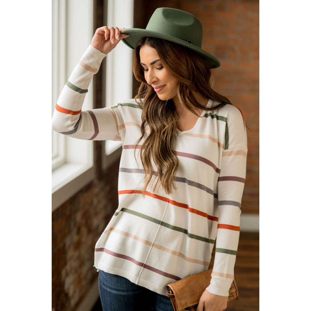 Multi Color Stripes Sweatshirt - Betsey's Boutique Shop