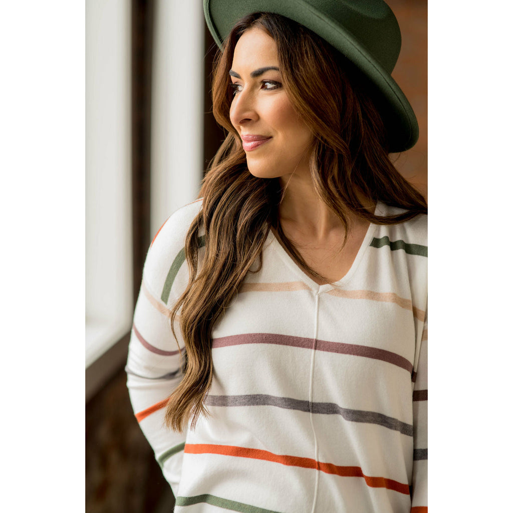 Multi Color Stripes Sweatshirt - Betsey's Boutique Shop