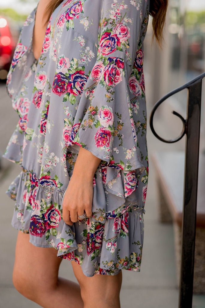 Roses Ruffled Dress - Betsey's Boutique Shop -