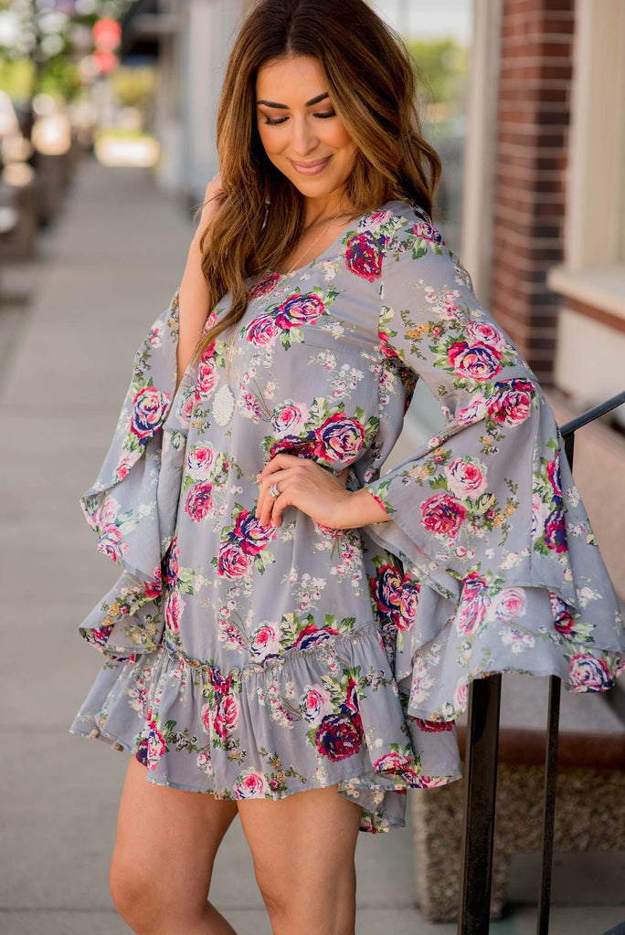 Roses Ruffled Dress - Betsey's Boutique Shop -