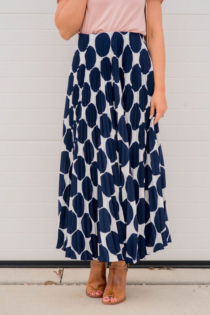 Polka Dot Accordion Maxi Skirt - Betsey's Boutique Shop -