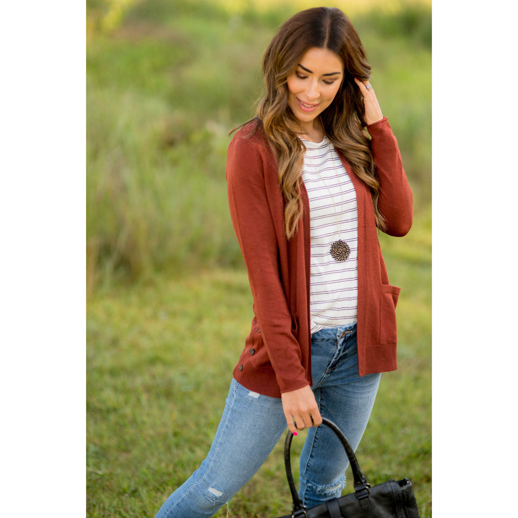 Side Button Pocket Cardigan - Betsey's Boutique Shop