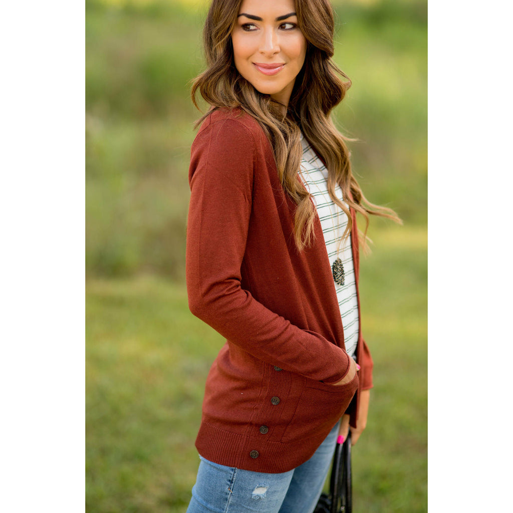 Side Button Pocket Cardigan - Betsey's Boutique Shop