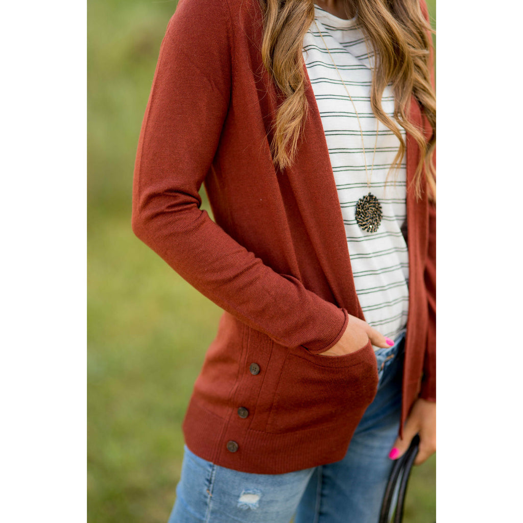 Side Button Pocket Cardigan - Betsey's Boutique Shop