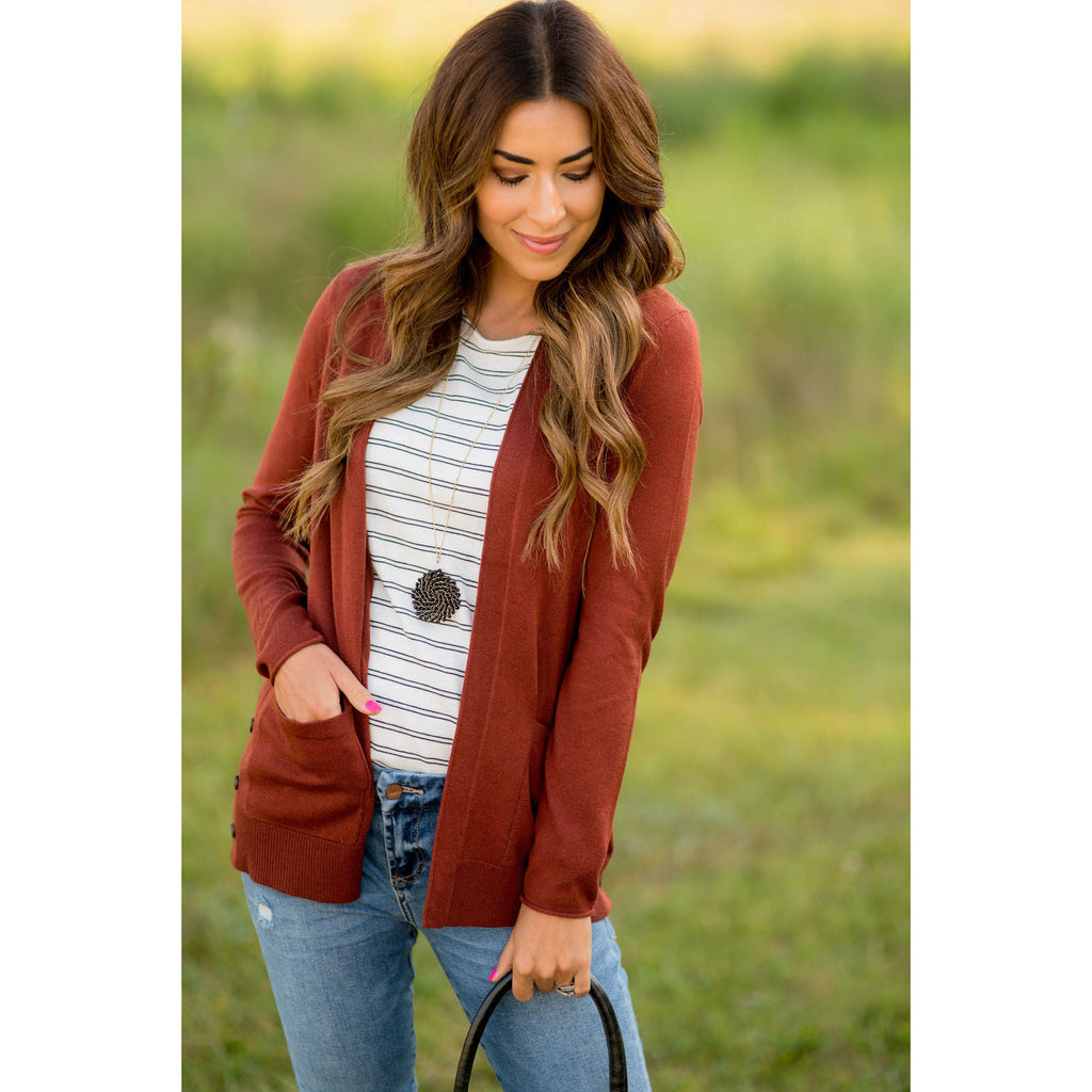 Side Button Pocket Cardigan - Betsey's Boutique Shop