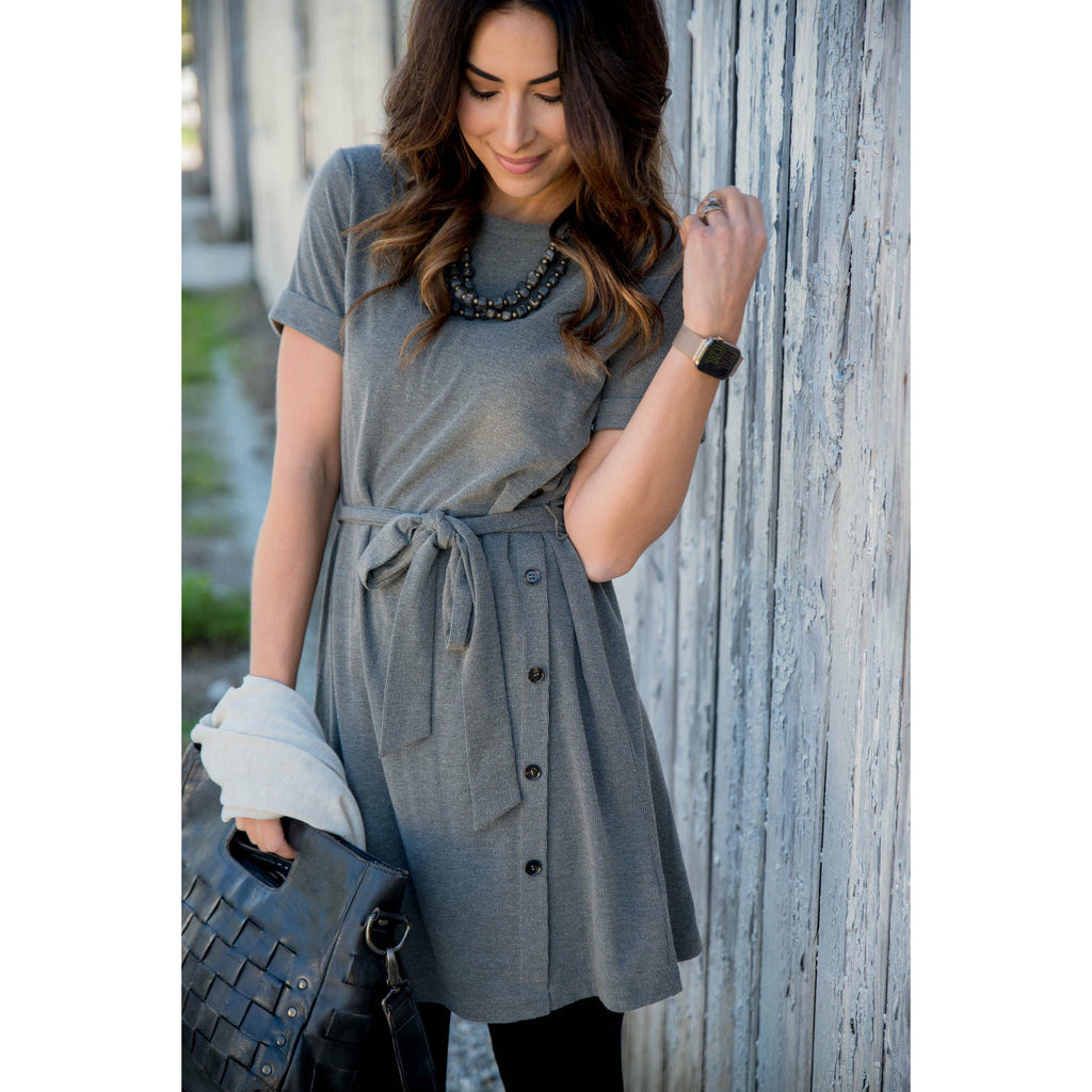 Side Button Tie Dress - Betsey's Boutique Shop